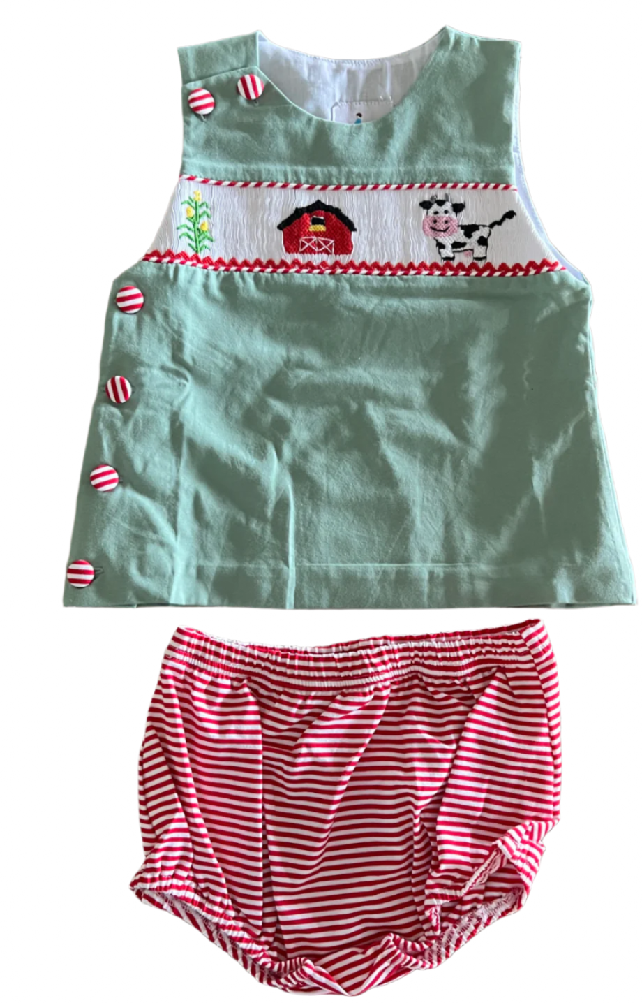 Smocked Farm Diaper Set