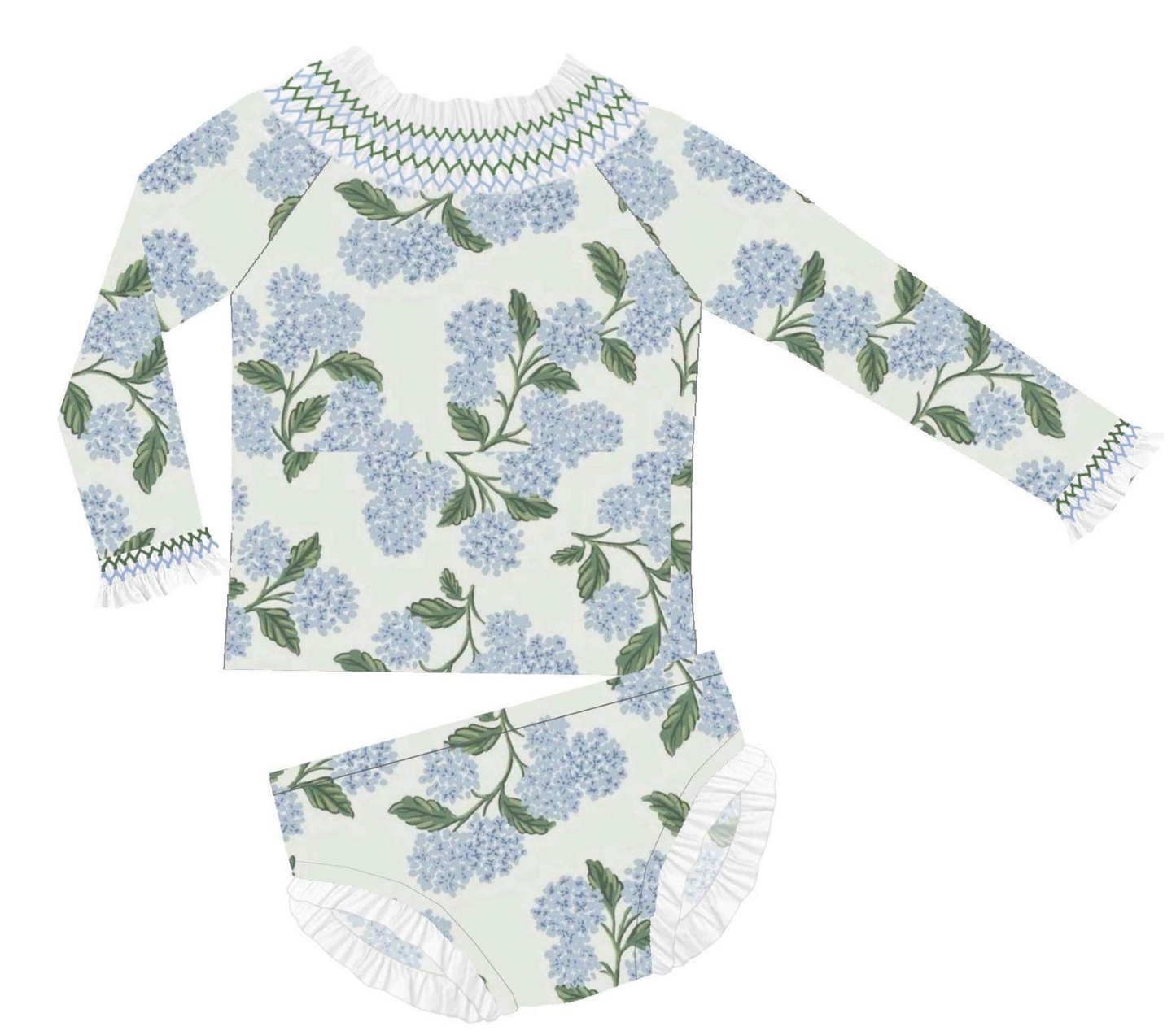 Smocked hydrangea 2 piece Swimsuit