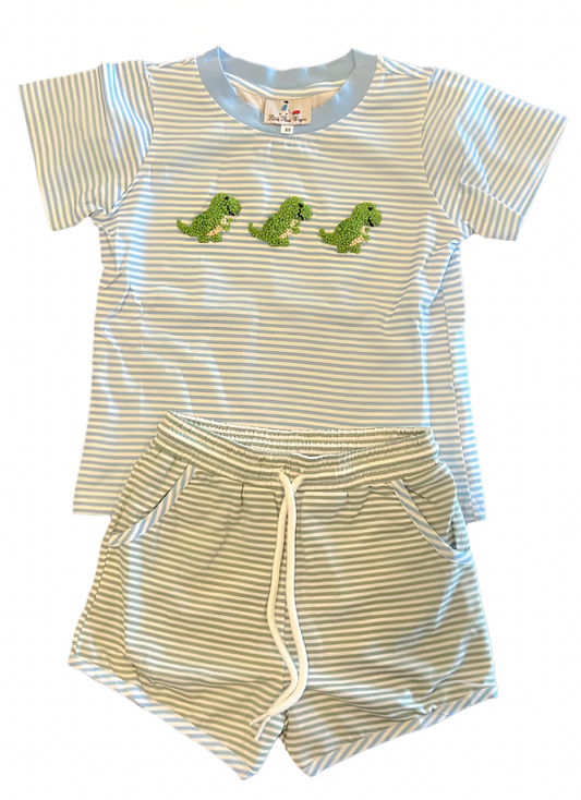 French Knot Dinosaur Short Set