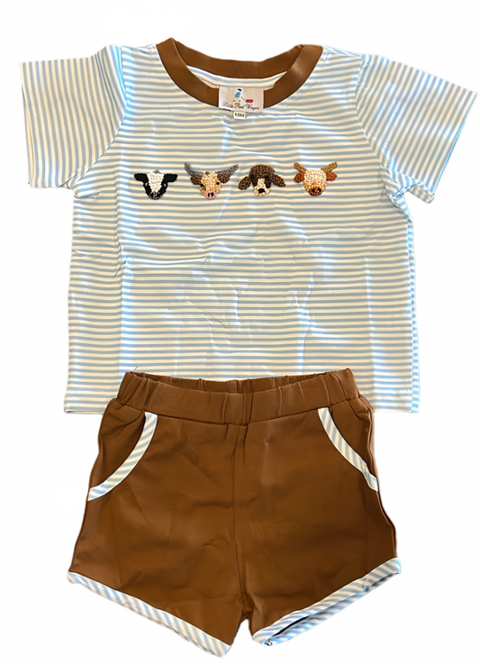 French Knot Cow Short Set