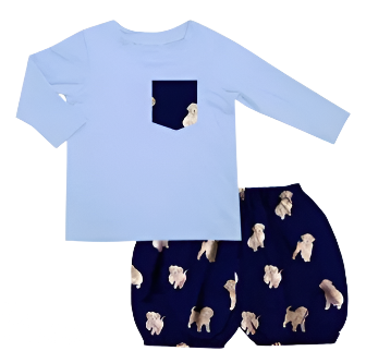 Blue Puppy Short Set