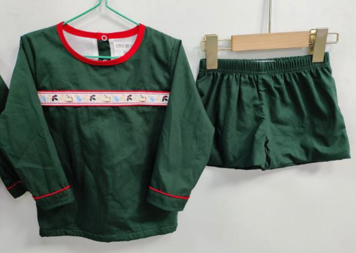 Christmas Ribbon Boys Short Set