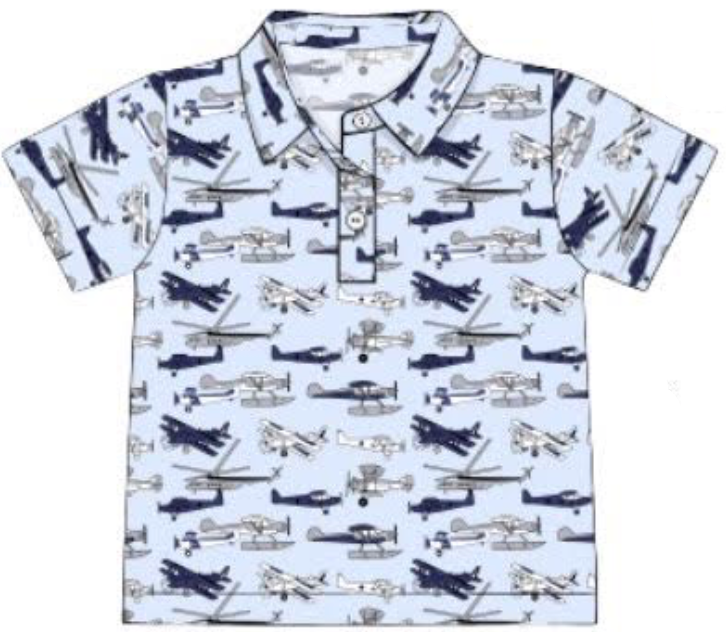 Athletic Style Airplane Polo