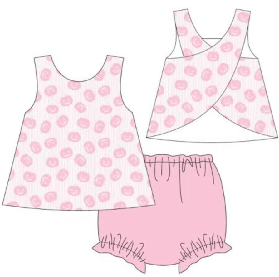Girls Happy Pumpkin Bloomer Set