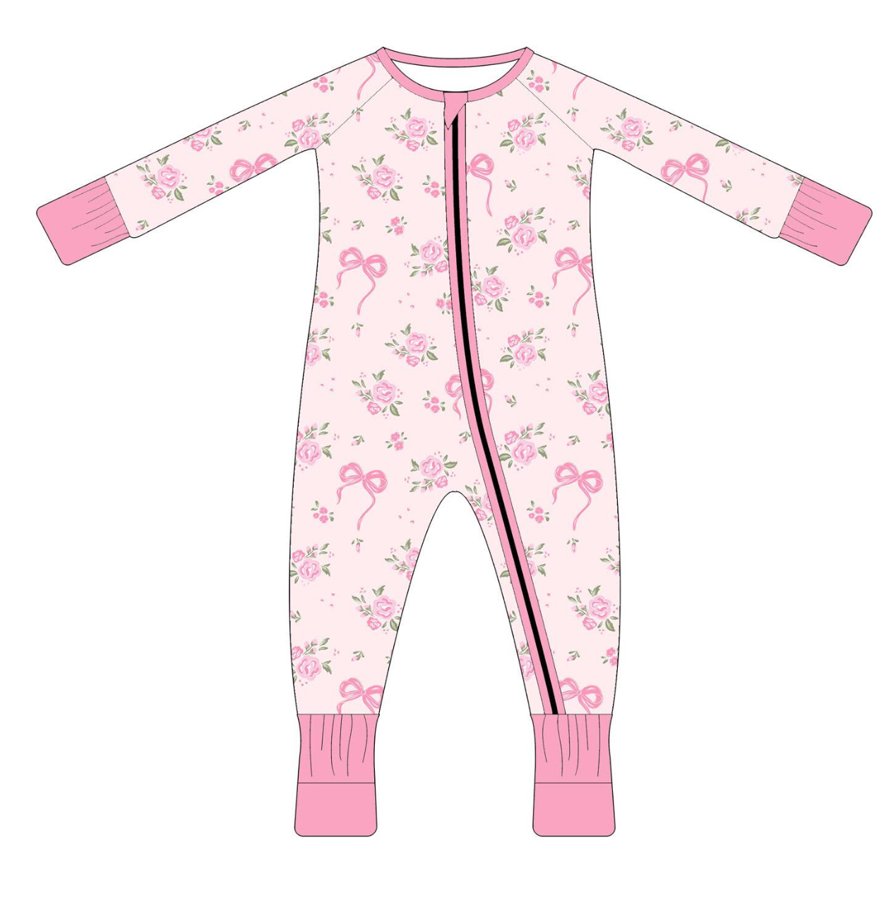 Bows and Floral Zippy Pajama