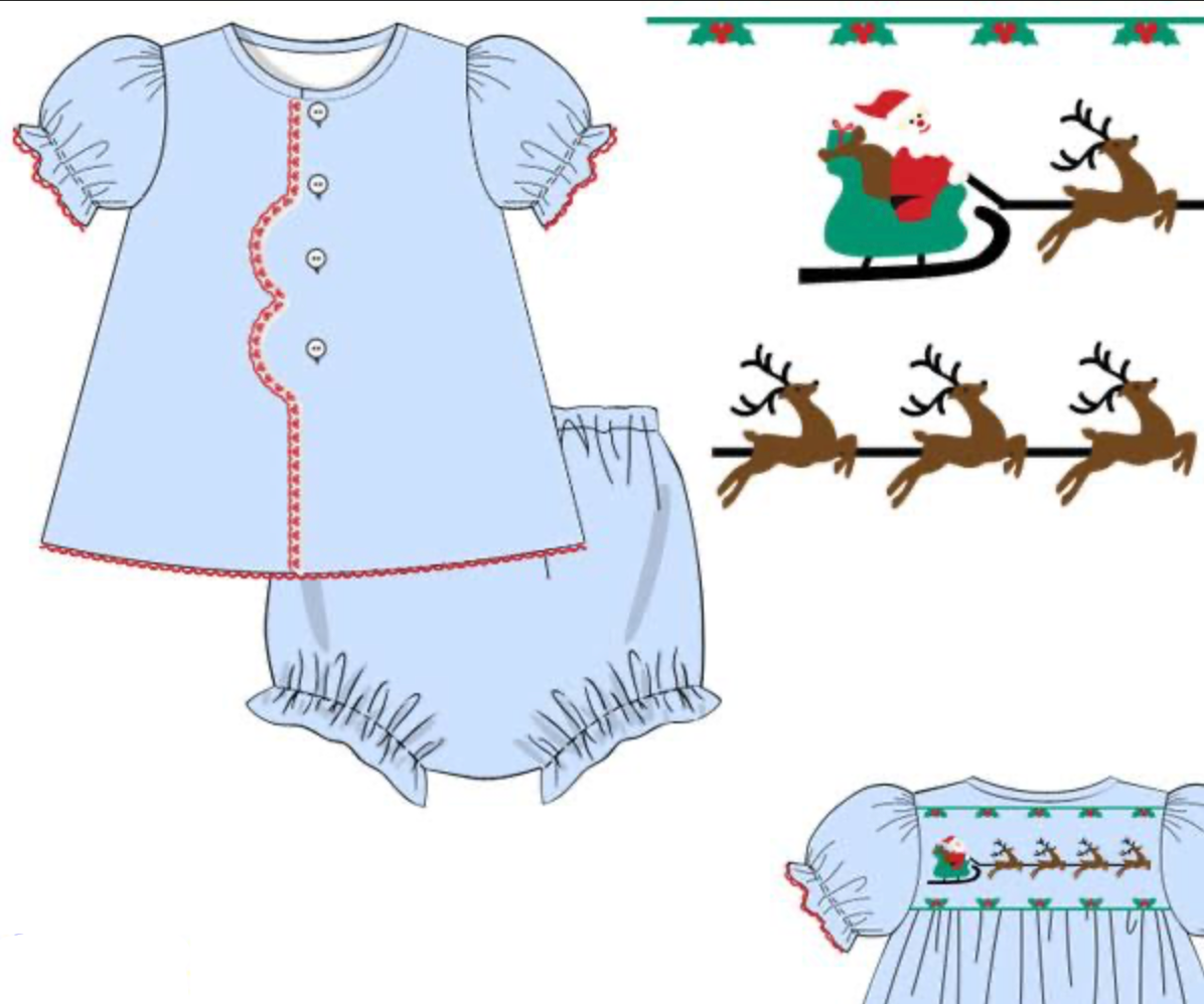 PREORDER: Here Comes Santa Claus Girls Bloomer Set (ETA SEPTEMBER)