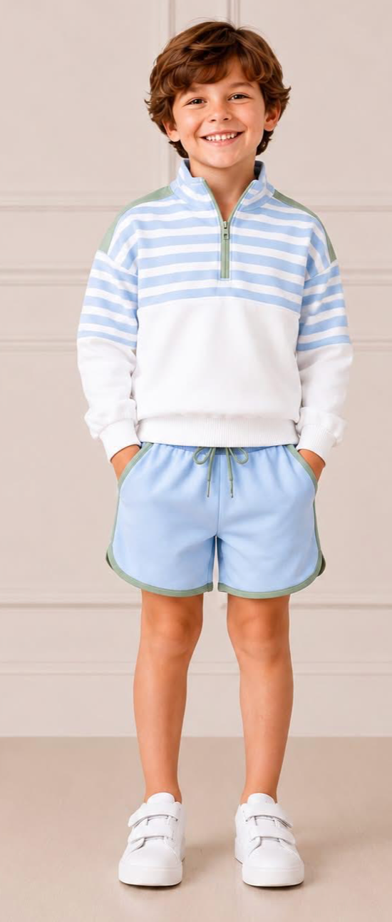PREORDER: Boys blue/green Jacket and Short Set (ETA NOVEMBER)