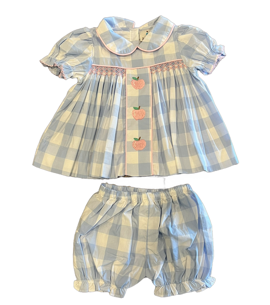 Blue buffalo Check apple bloomer set