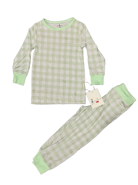 Light green gingham bamboo pajamas