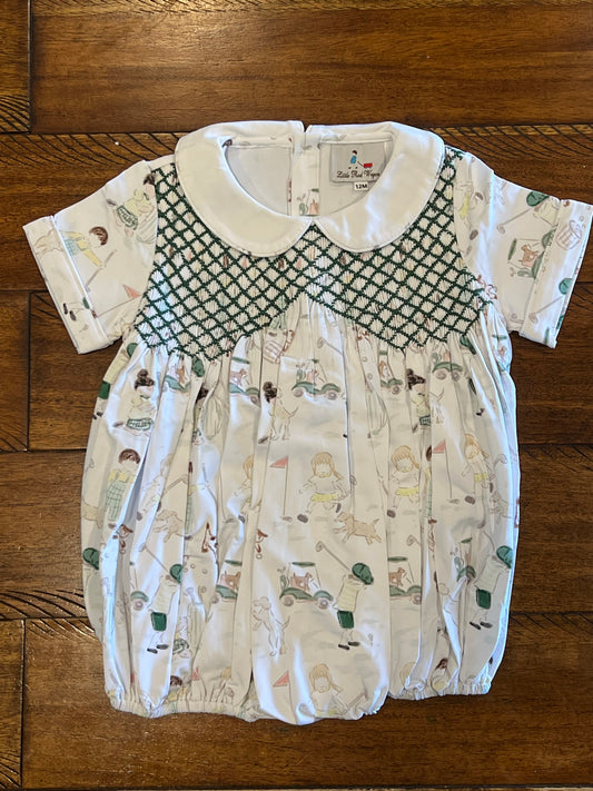 Golf Smocked Boys Bubble