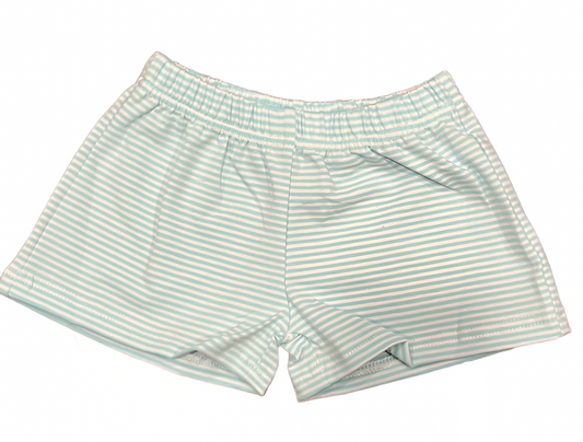 aqua striped shorts