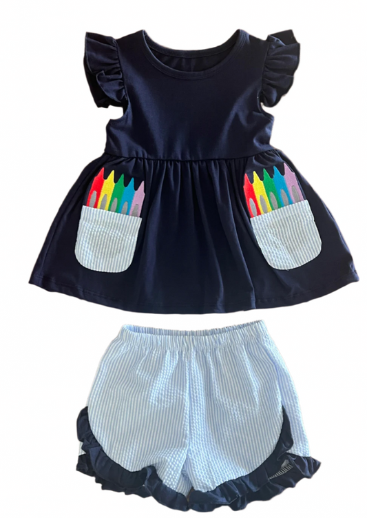 Girls Crayon Short set