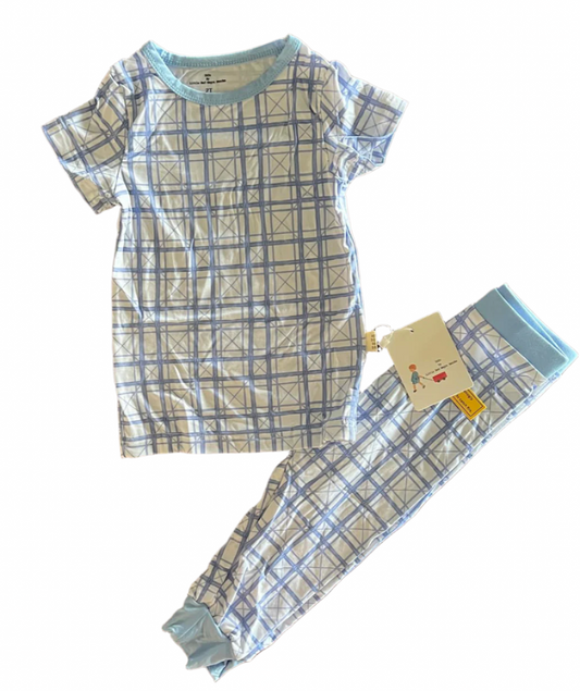 Blue lattice 2 piece pajama