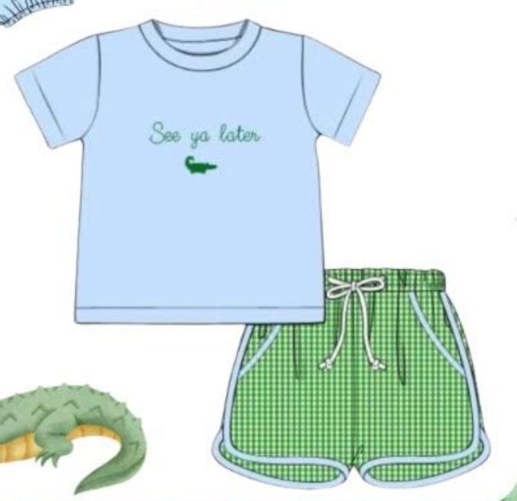 See ya later Alligator short set