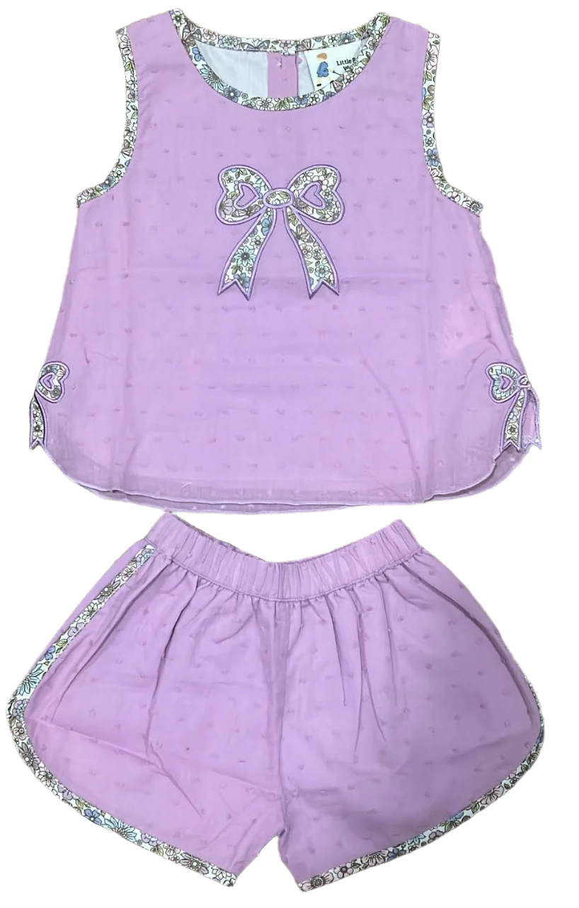 Lavender Bow Short Set