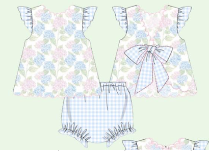spring hydrangea bow back bloomer set
