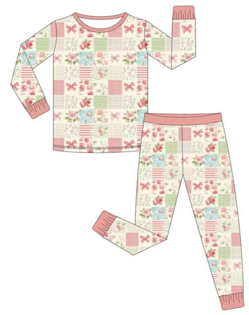 Patchwork 2 piece Bamboo Pajama