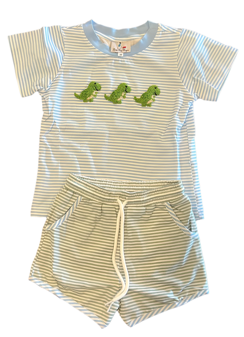 French Knot Dinosaur Short Set