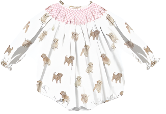 Smocked Dog Long Sleeve Bubble