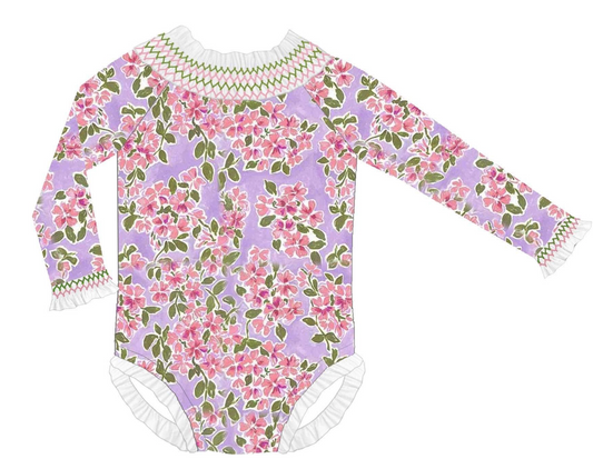 Smocked Floral Swim 1 Piece