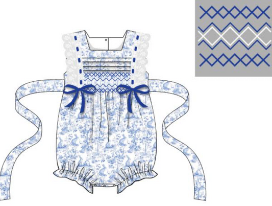 Girls Smocked Easter Bubble