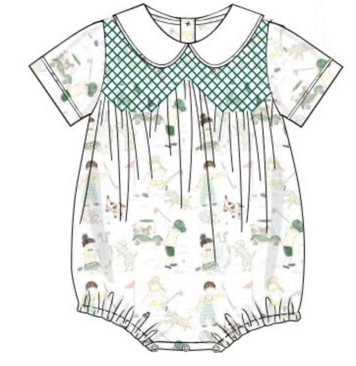 Golf Smocked Boys Bubble