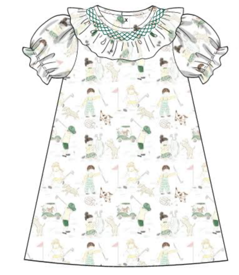 Girls Smocked Golf Dress