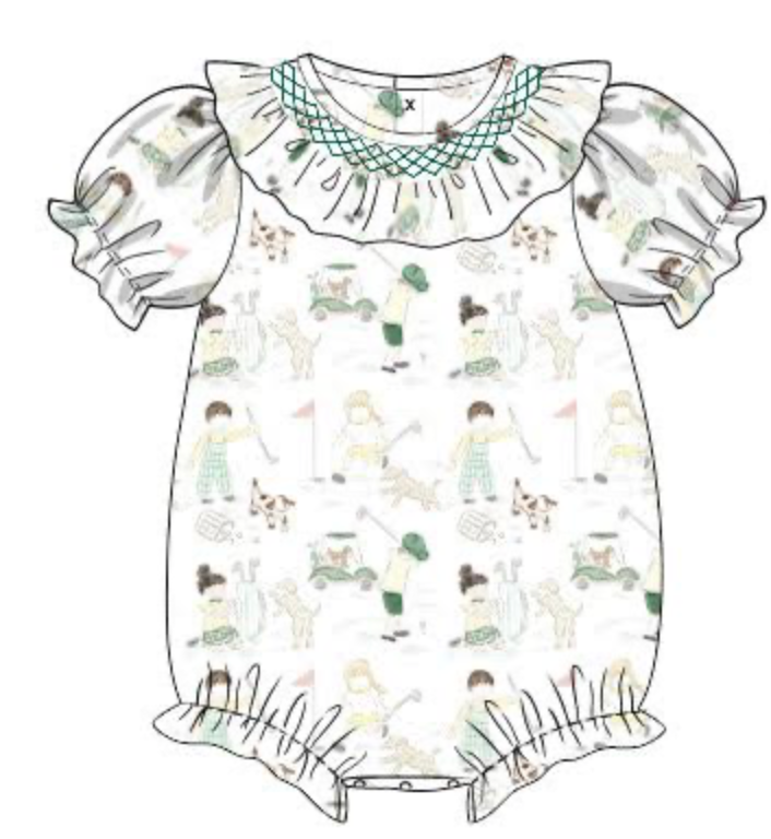 Girls Smocked Golf Bubble