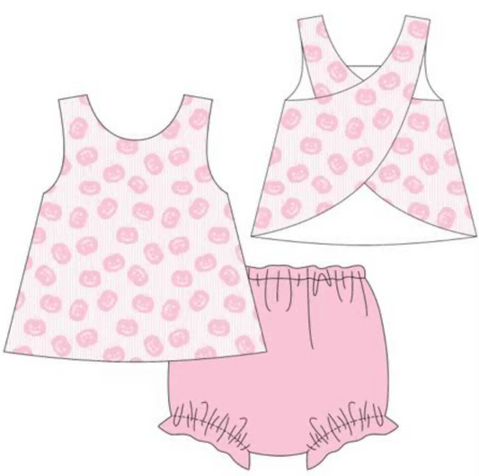 Girls Happy Pumpkin Bloomer Set