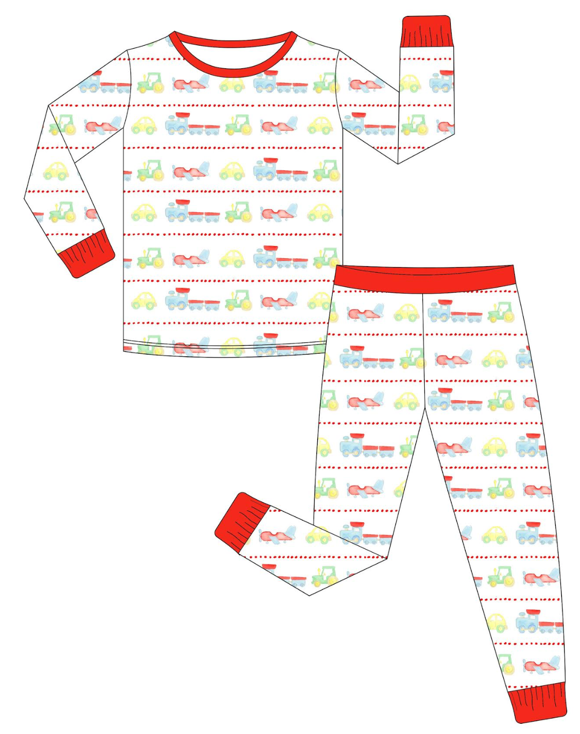 Transportation 2 Piece Pajama