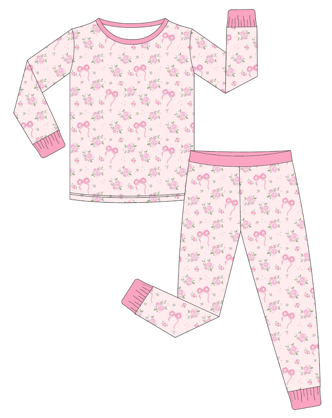 Bows and Floral 2 Piece  Pajama