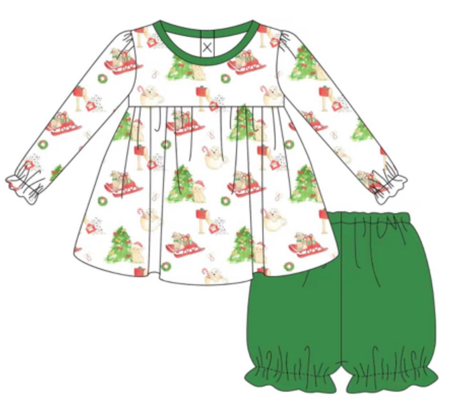 PREORDER: Puppy Love Christmas Girls Bloomer Set  (ETA SEPTEMBER)