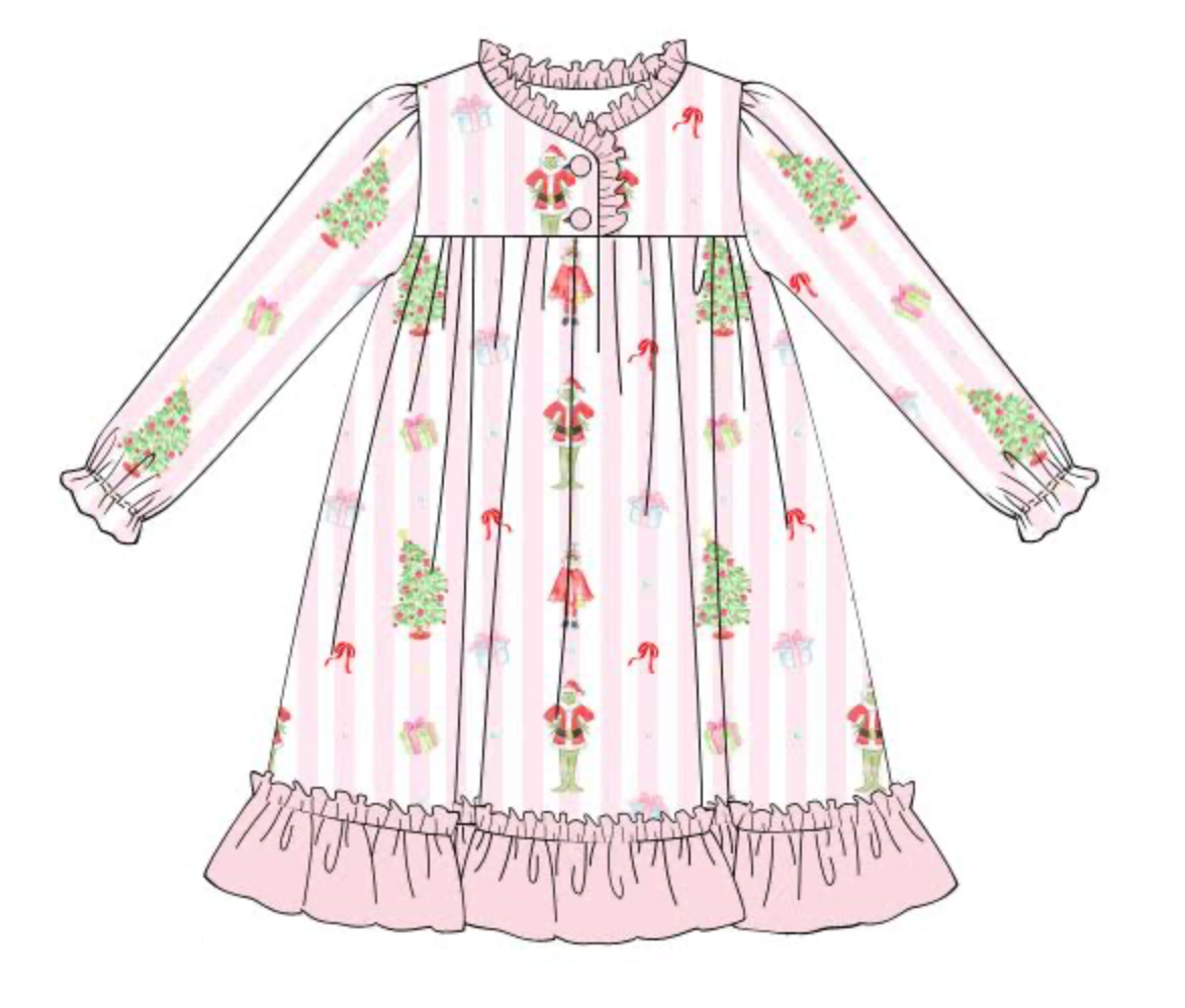 PREORDER: Merry Grinchmas Girls Pajama Gown (ETA SEPTEMBER)