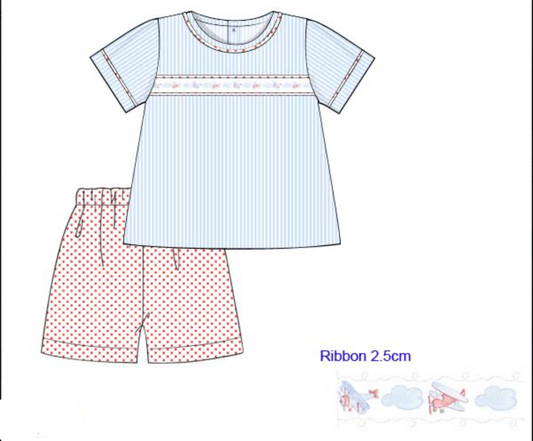 PREORDER:Airplane Ribbon Short Set (ETA October)
