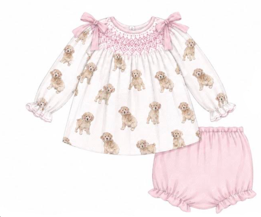 PREORDER: Happy Pups Smocked Diaper Set (ETA DECEMBER)